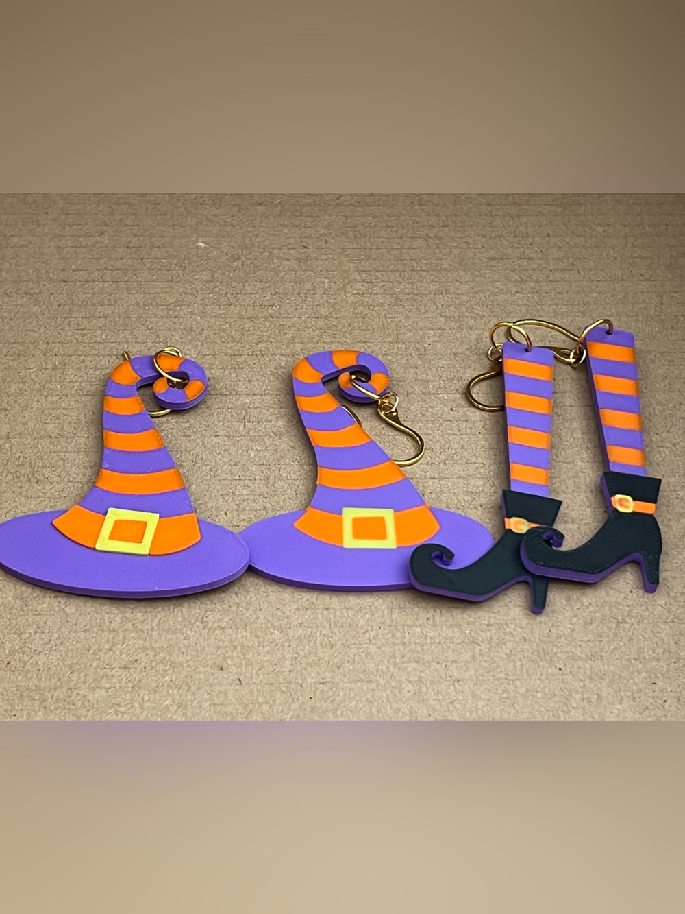 Halloween earrings witch hat and leg Earrings Set